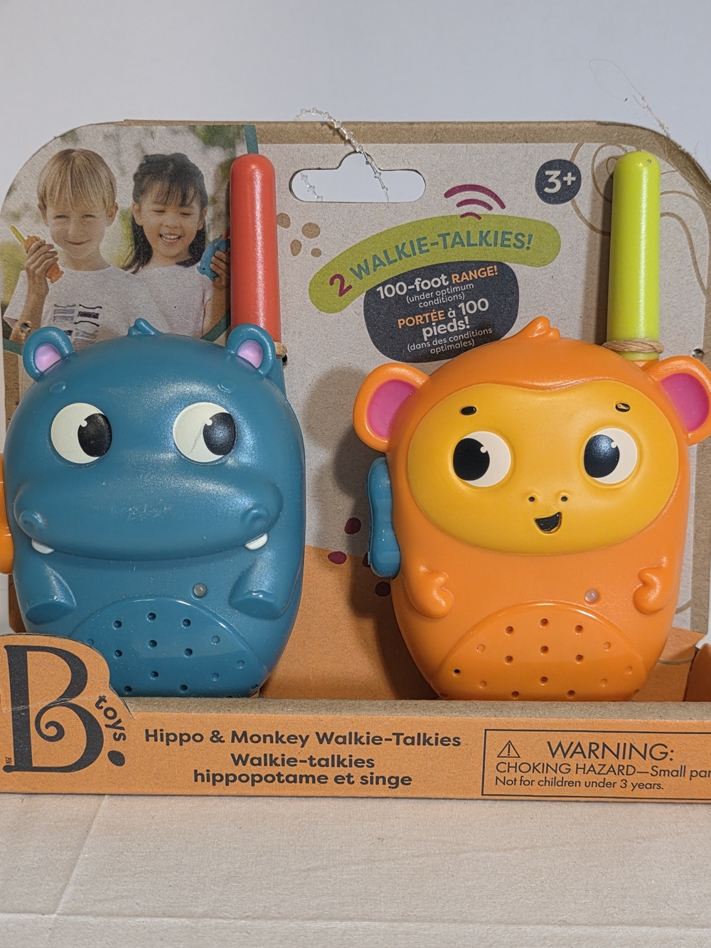 B. Toys Hippo And Monkey Walkie-Talkies- Walkie Talkie Set – 2-Pack 100’ Range
